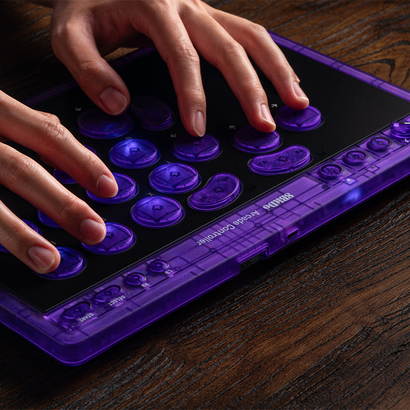 8BitDo Arcade Controller - Transparent Purple Signature Edition - Arcade-Style Game Control Edition