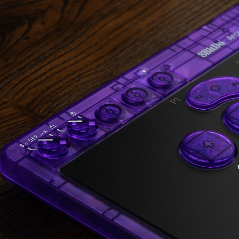 8BitDo Arcade Controller - Transparent Purple Signature Edition - Arcade-Style Game Control Edition